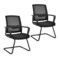 Set Of 2 Conference Chairs Mesh Reception Office Guest Chairs W/ Lumbar Support